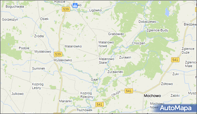 mapa Malanowo Stare, Malanowo Stare na mapie Targeo