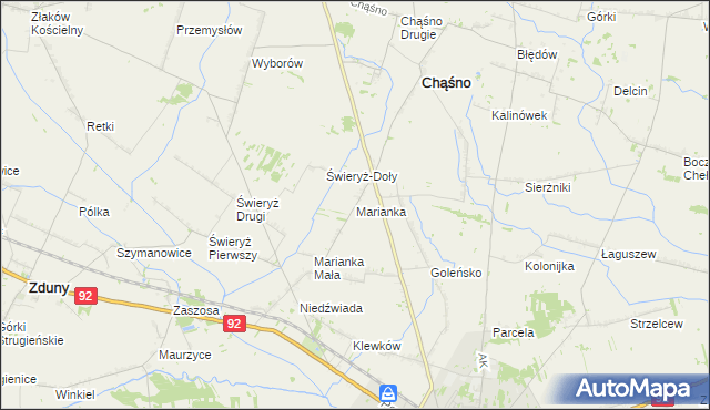 mapa Marianka gmina Chąśno, Marianka gmina Chąśno na mapie Targeo