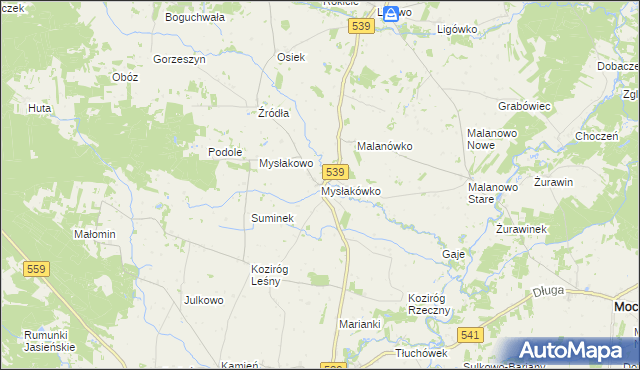 mapa Mysłakówko, Mysłakówko na mapie Targeo