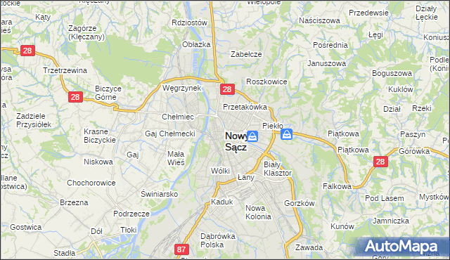 mapa Nowego Sącza, Nowy Sącz na mapie Targeo