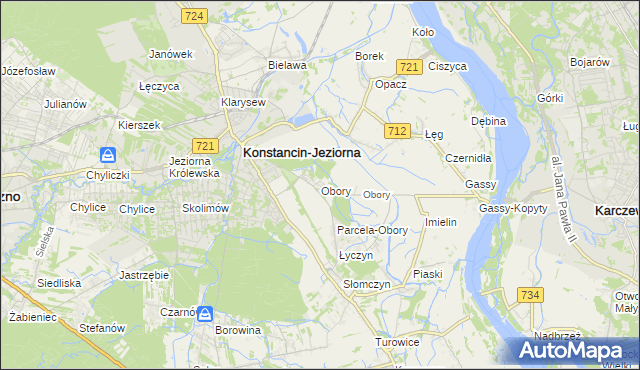 mapa Obory gmina Konstancin-Jeziorna, Obory gmina Konstancin-Jeziorna na mapie Targeo