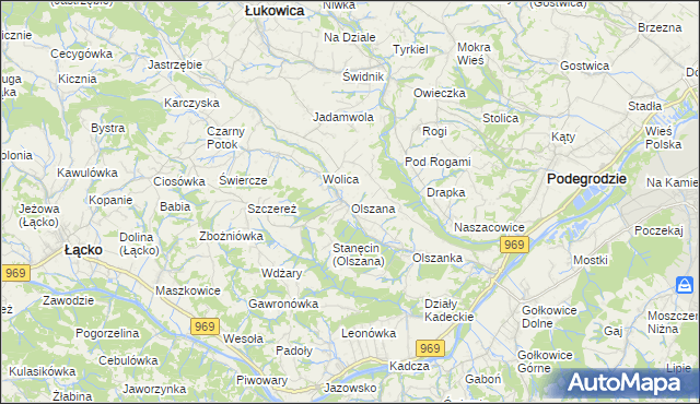 mapa Olszana, Olszana na mapie Targeo