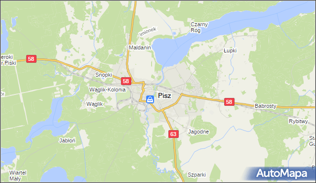 mapa Pisz, Pisz na mapie Targeo