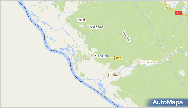 mapa Porzecze gmina Boleszkowice, Porzecze gmina Boleszkowice na mapie Targeo