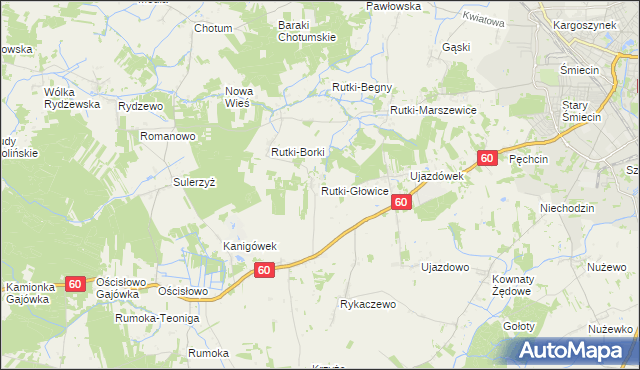 mapa Rutki-Głowice, Rutki-Głowice na mapie Targeo