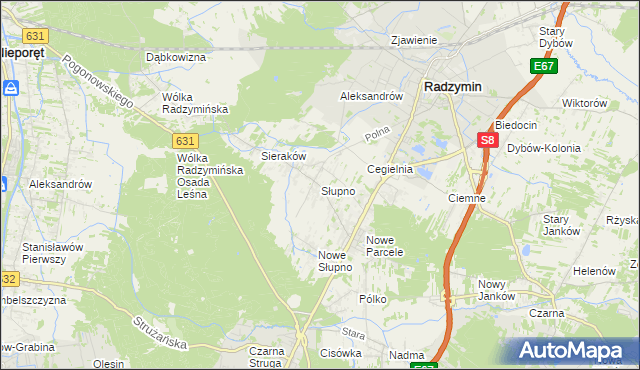 mapa Słupno gmina Radzymin, Słupno gmina Radzymin na mapie Targeo