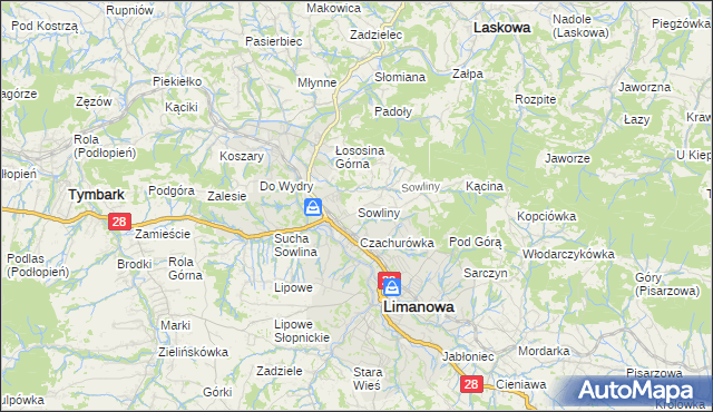 mapa Sowliny, Sowliny na mapie Targeo