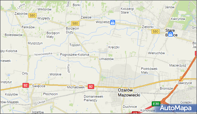 mapa Umiastów, Umiastów na mapie Targeo