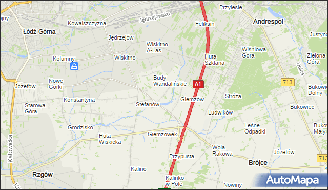 mapa Wandalin gmina Brójce, Wandalin gmina Brójce na mapie Targeo