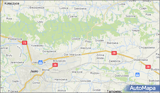 mapa Warzyce, Warzyce na mapie Targeo