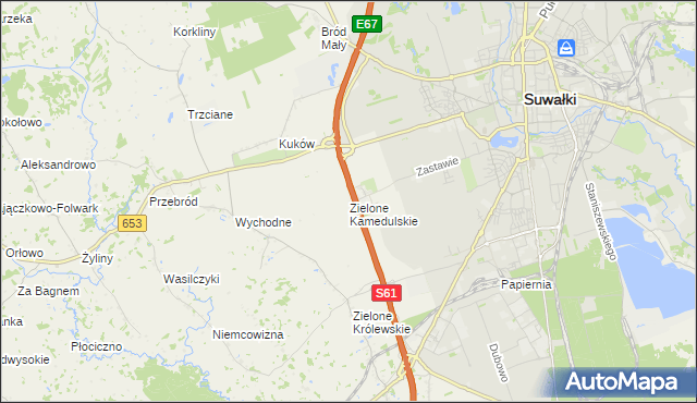 mapa Zielone Kamedulskie, Zielone Kamedulskie na mapie Targeo