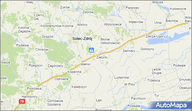 mapa Zielonki gmina Solec-Zdrój, Zielonki gmina Solec-Zdrój na mapie Targeo