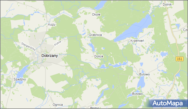 mapa Dolice gmina Dobrzany, Dolice gmina Dobrzany na mapie Targeo