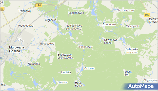 mapa Głęboczek gmina Murowana Goślina, Głęboczek gmina Murowana Goślina na mapie Targeo