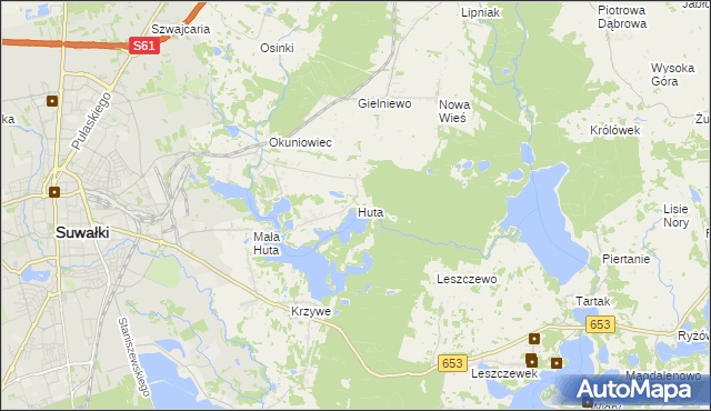 mapa Huta gmina Suwałki, Huta gmina Suwałki na mapie Targeo