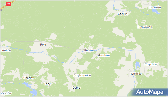 mapa Kaniów gmina Gubin, Kaniów gmina Gubin na mapie Targeo