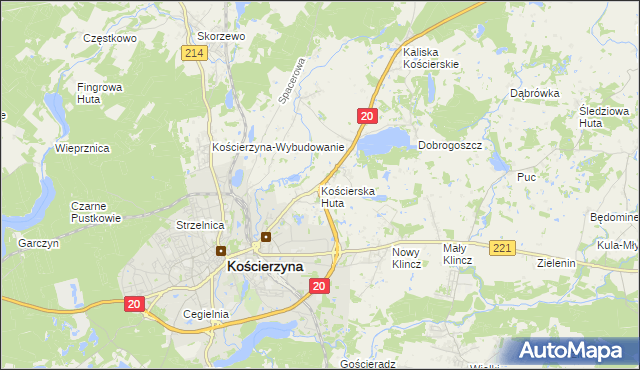 mapa Kościerska Huta, Kościerska Huta na mapie Targeo