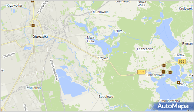 mapa Krzywe gmina Suwałki, Krzywe gmina Suwałki na mapie Targeo