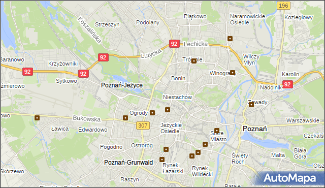 mapa Niestachów gmina Poznań, Niestachów gmina Poznań na mapie Targeo