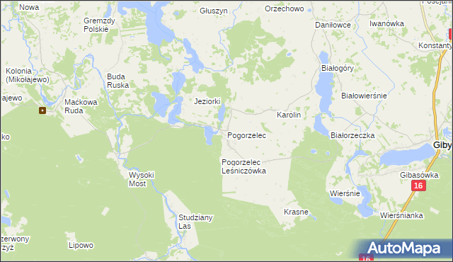 mapa Pogorzelec gmina Giby, Pogorzelec gmina Giby na mapie Targeo