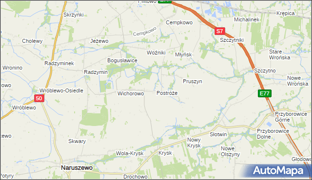 mapa Postróże, Postróże na mapie Targeo