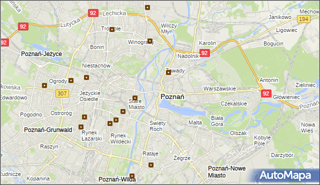 mapa Poznania, Poznań na mapie Targeo