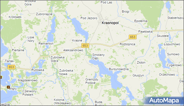 mapa Smolany Dąb, Smolany Dąb na mapie Targeo