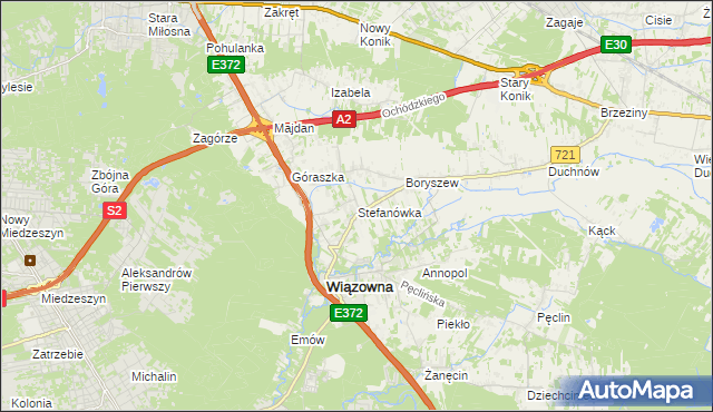 mapa Stefanówka gmina Wiązowna, Stefanówka gmina Wiązowna na mapie Targeo