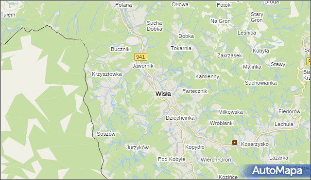 mapa Wisła, Wisła na mapie Targeo