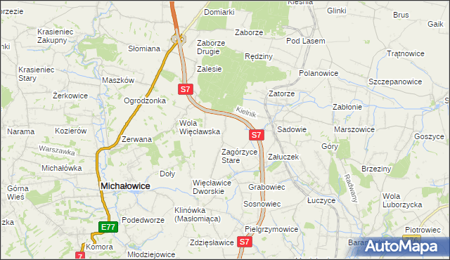 mapa Zagórzyce Dworskie, Zagórzyce Dworskie na mapie Targeo