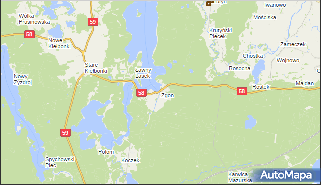 mapa Zgon, Zgon na mapie Targeo