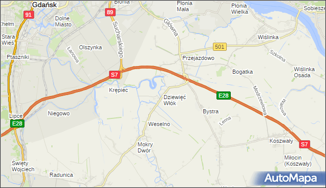 mapa Dziewięć Włók, Dziewięć Włók na mapie Targeo