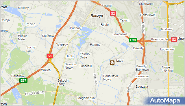 mapa Falenty Nowe, Falenty Nowe na mapie Targeo