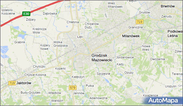 mapa Grodzisk Mazowiecki, Grodzisk Mazowiecki na mapie Targeo