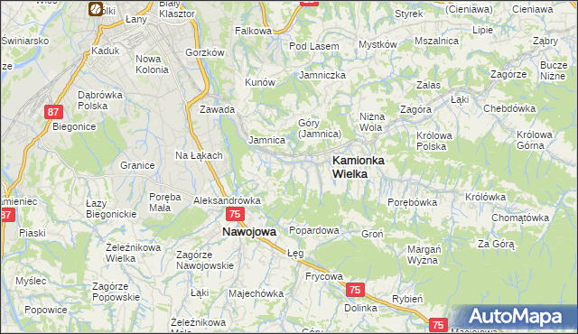 mapa Kamionka Mała gmina Kamionka Wielka, Kamionka Mała gmina Kamionka Wielka na mapie Targeo