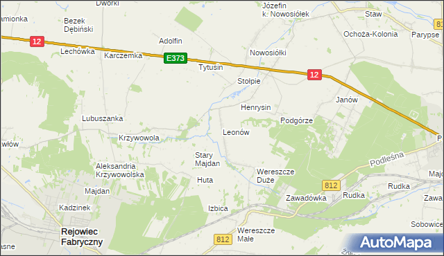 mapa Leonów gmina Rejowiec, Leonów gmina Rejowiec na mapie Targeo