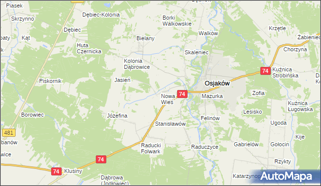 mapa Nowa Wieś gmina Osjaków, Nowa Wieś gmina Osjaków na mapie Targeo