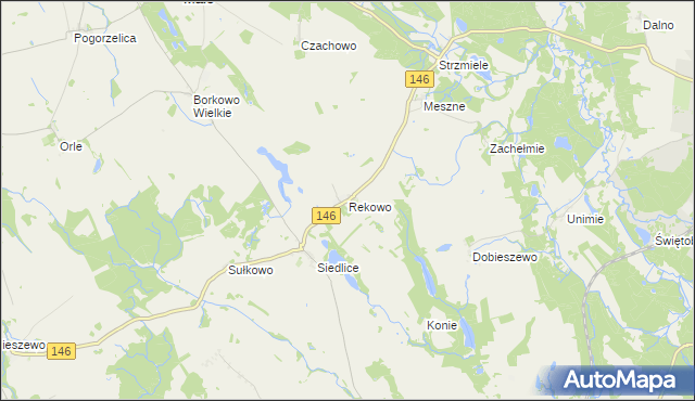 mapa Rekowo gmina Radowo Małe, Rekowo gmina Radowo Małe na mapie Targeo