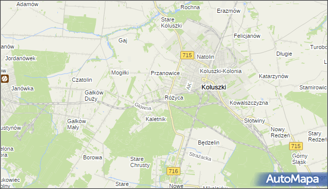 mapa Różyca, Różyca na mapie Targeo