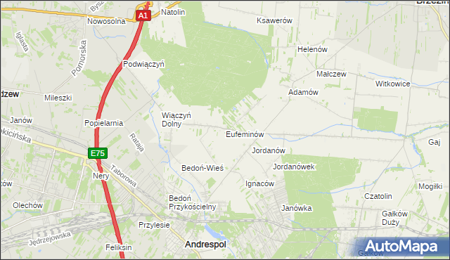 mapa Eufeminów, Eufeminów na mapie Targeo