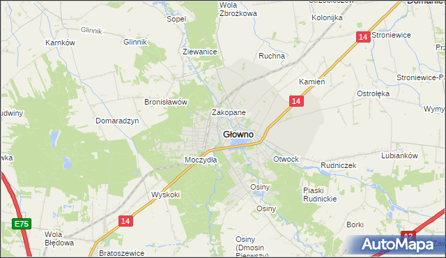 mapa Głowno, Głowno na mapie Targeo