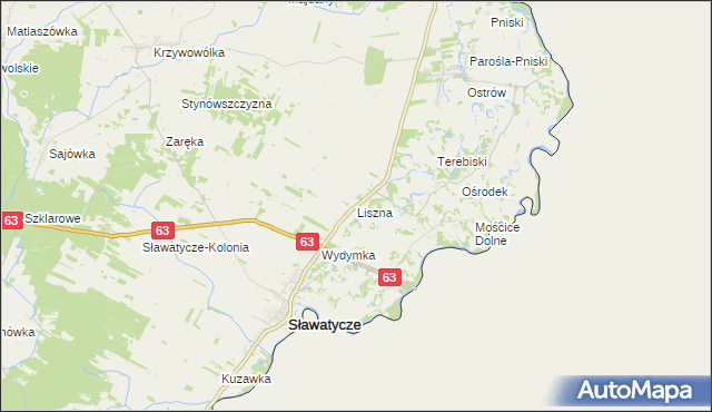 mapa Liszna gmina Sławatycze, Liszna gmina Sławatycze na mapie Targeo