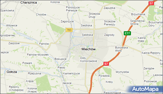 mapa Miechów, Miechów na mapie Targeo