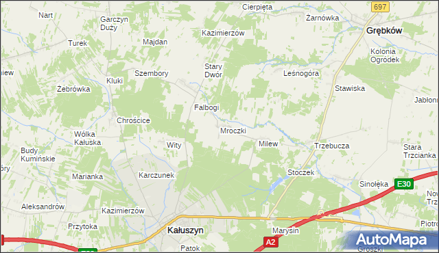 mapa Mroczki gmina Kałuszyn, Mroczki gmina Kałuszyn na mapie Targeo