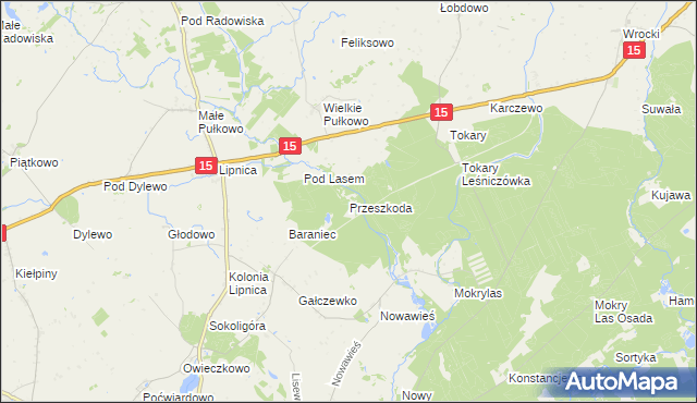 mapa Przeszkoda gmina Golub-Dobrzyń, Przeszkoda gmina Golub-Dobrzyń na mapie Targeo