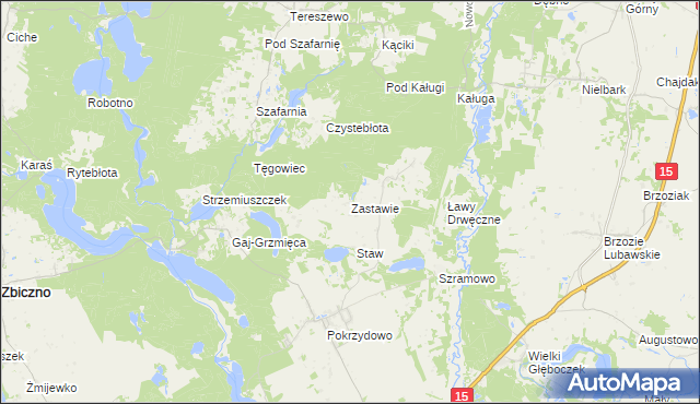 mapa Zastawie gmina Zbiczno, Zastawie gmina Zbiczno na mapie Targeo