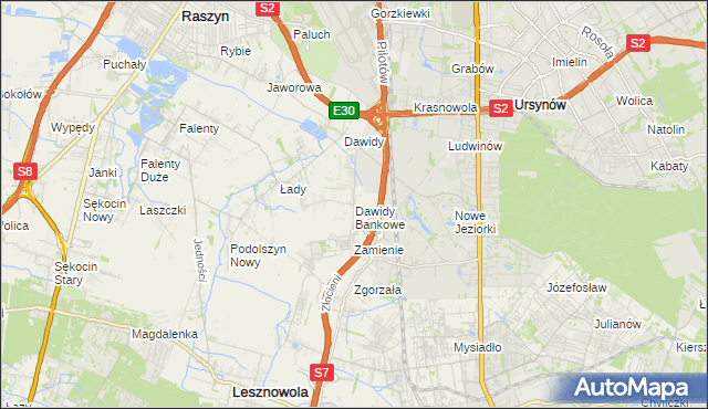 mapa Dawidy Bankowe, Dawidy Bankowe na mapie Targeo