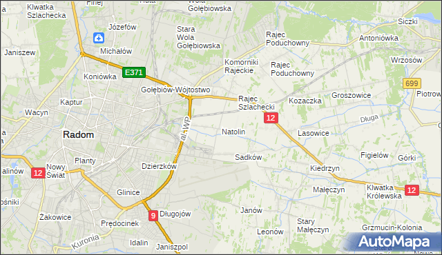 mapa Natolin gmina Jedlnia-Letnisko, Natolin gmina Jedlnia-Letnisko na mapie Targeo