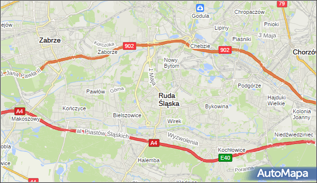 mapa Rudy Śląskiej, Ruda Śląska na mapie Targeo