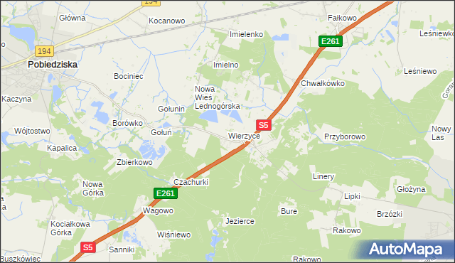 mapa Wierzyce, Wierzyce na mapie Targeo